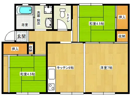 ピース3号棟(2LDK/3階)の間取り写真