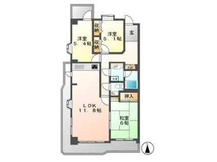エクセレンス志賀本通(3LDK/10階)の間取り写真