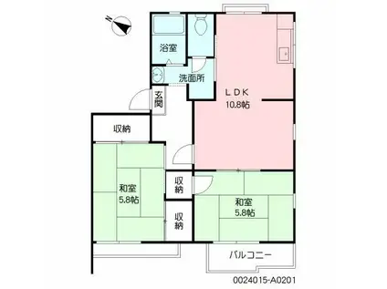 パークサイドハウス88A(2LDK/2階)の間取り写真