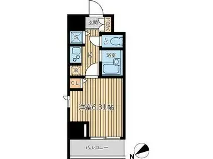 CITY SPIRE新富町(1K/9階)の間取り写真