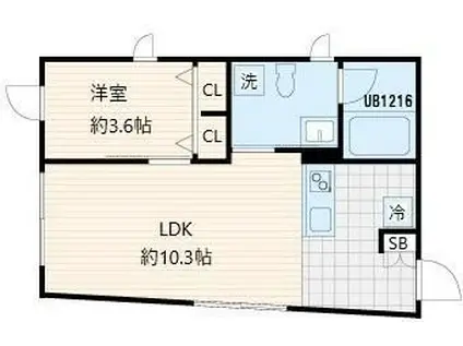 フレア上落合(1LDK/2階)の間取り写真