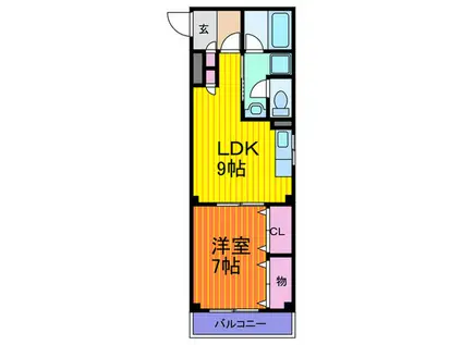 エルミタージュ(1LDK/1階)の間取り写真