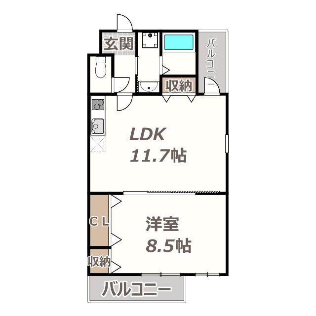 フジパレス今川III番館(1LDK/2階)の間取り写真