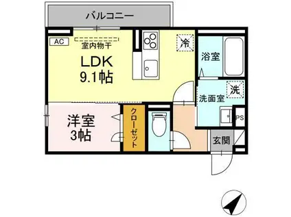 レスア柏崎I(1LDK/3階)の間取り写真