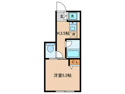 シバリヒルズ(1K/1階)の間取り写真