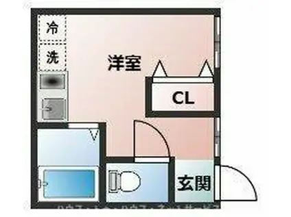 ステップ岩瀬(ワンルーム/1階)の間取り写真