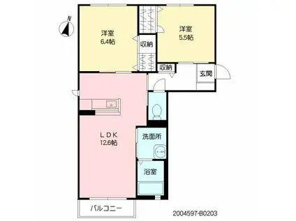 プリンス II棟(2LDK/2階)の間取り写真