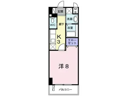 クレセント きららII(1K/6階)の間取り写真