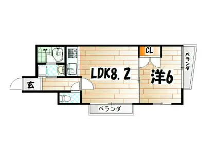 ラフィーネ 小倉(1LDK/6階)の間取り写真