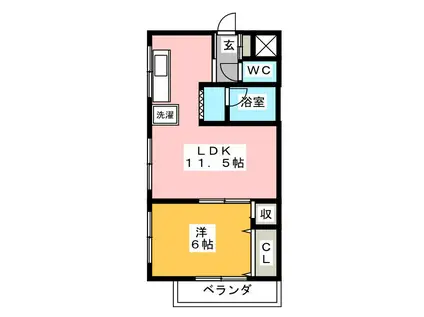 和光ビル(1LDK/4階)の間取り写真