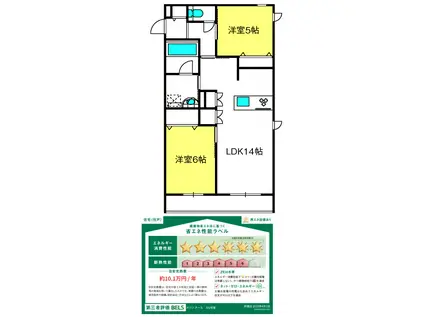 メゾンテール(2LDK/1階)の間取り写真