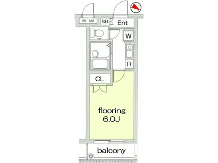 グランヴァン西馬込(1K/4階)の間取り写真