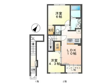スターテラスII瀬戸(2LDK/2階)の間取り写真