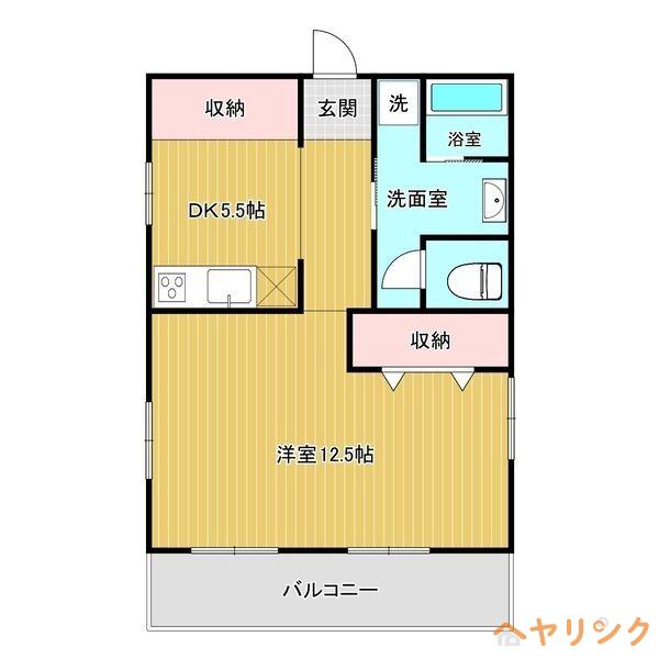 シャトー上社(1LDK/4階)の間取り写真