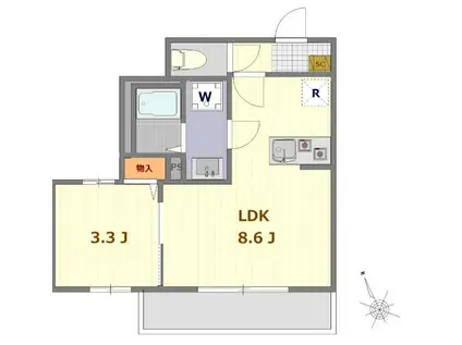 アットリラ八千代台西A(1LDK/1階)の間取り写真