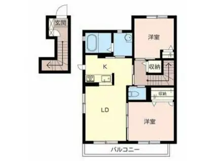 アムール B棟(2LDK/2階)の間取り写真