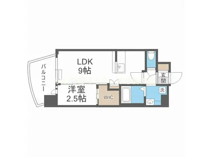 プレサンス江坂ベルフィーヌ(1LDK/4階)の間取り写真