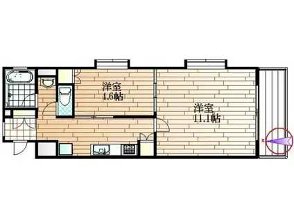 ロイヤルハイツ人見II(2K/4階)の間取り写真