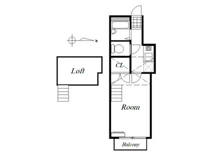 カーサ・フェリーチェ伊勢崎(1K/2階)の間取り写真