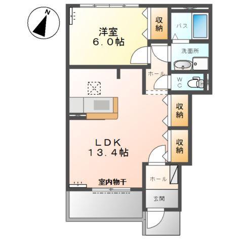 オアシス(1LDK/1階)の間取り写真