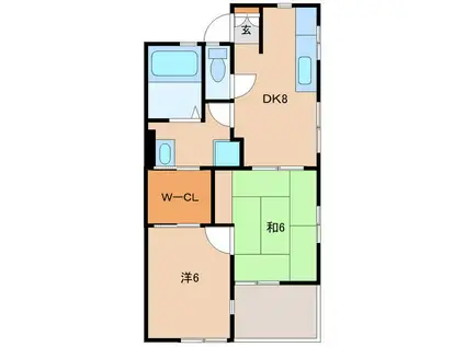 ミックメゾンII(2DK/2階)の間取り写真