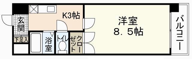 スクールハイツ陽光(1K/3階)の間取り写真