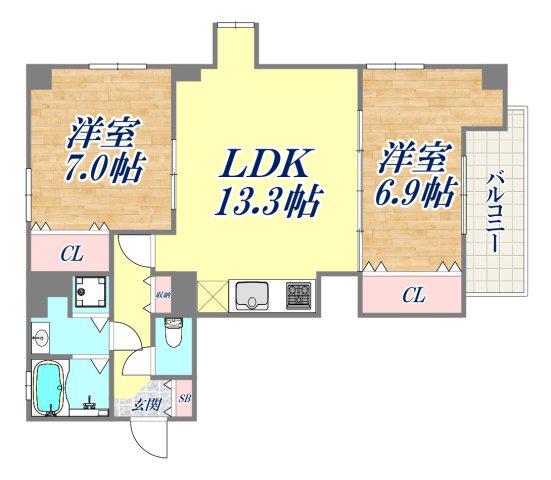 PACE MIKAGE(2LDK/5階)の間取り写真
