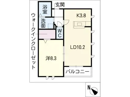 ガーデンコート高島(1LDK/1階)の間取り写真