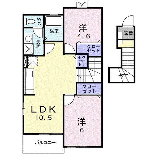 LUCKY・TENI(2LDK/2階)の間取り写真