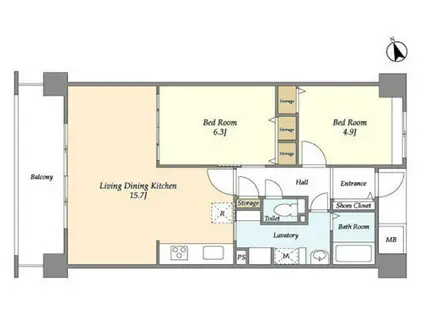 アーバンライフ目白駅前(2LDK/5階)の間取り写真