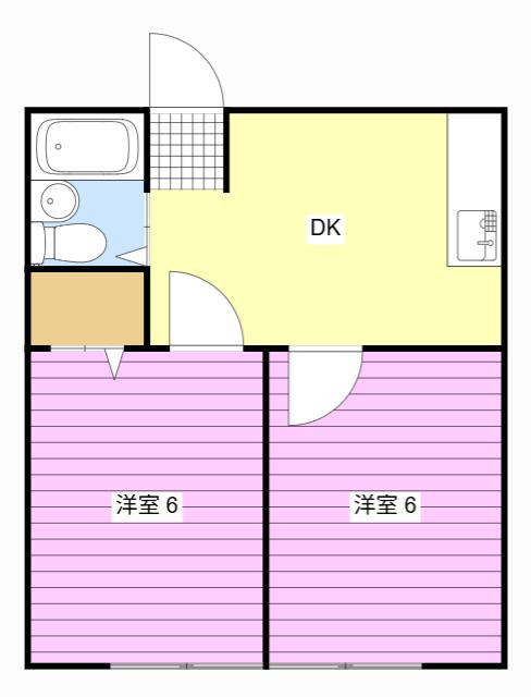 彩輝8C(2DK/2階)の間取り写真