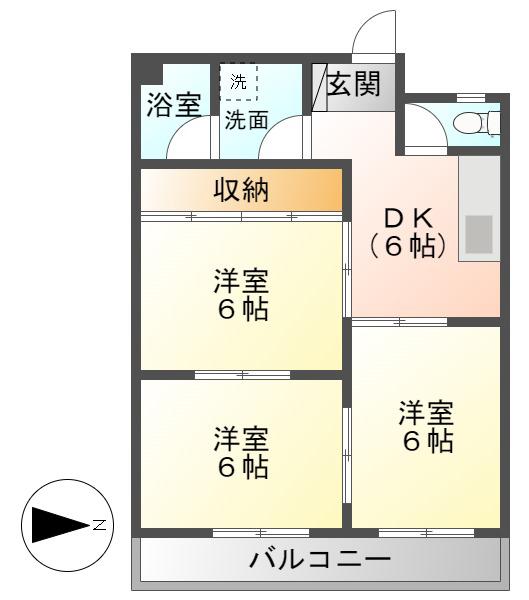 岐東コーポラス(3DK/3階)の間取り写真