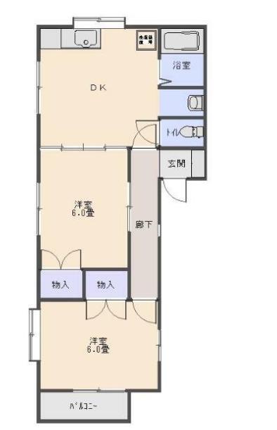 レジデンス小山(2DK/1階)の間取り写真