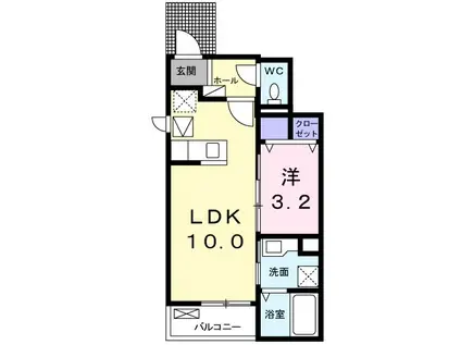 プリムローズ(1LDK/1階)の間取り写真