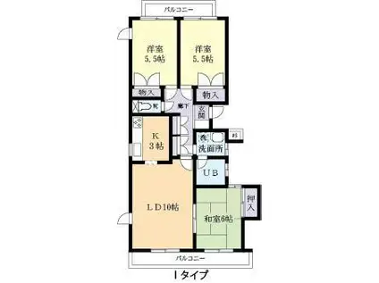 牛久ロイヤルレジデンスD(3LDK/2階)の間取り写真