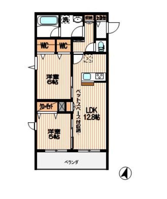 ラ カーザ ドルチェ(2LDK/2階)の間取り写真