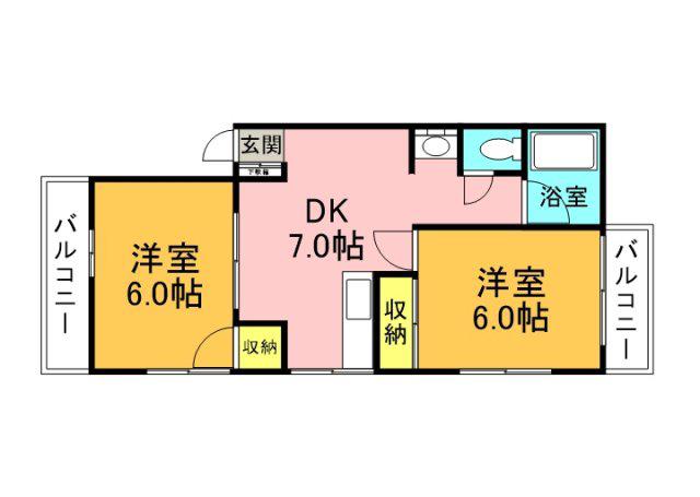 片岡ビル(2DK/3階)の間取り写真