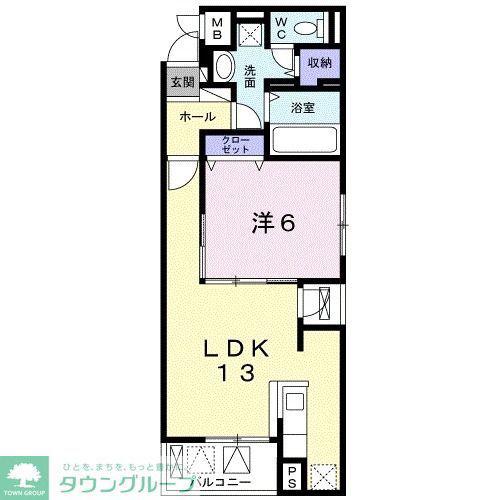 エレガントカーサIII(1LDK/4階)の間取り写真