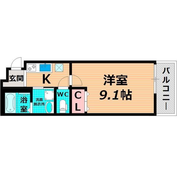フジパレス太子橋III番館(1K/1階)の間取り写真