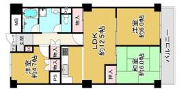 熊内スカイハイツ(3LDK/1階)の間取り写真