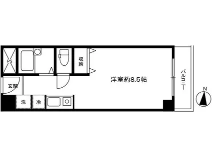 新神楽坂ハウス(ワンルーム/4階)の間取り写真