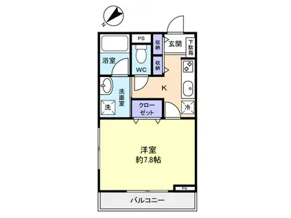 JYUTO勝田台(1K/1階)の間取り写真