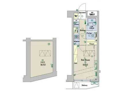 ブライズ新宿中井(1SK/1階)の間取り写真