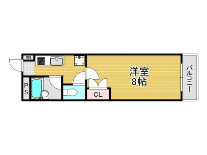 プリンスヴィル(1K/4階)の間取り写真