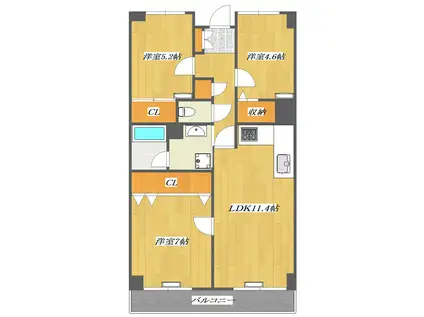 西葛西ビューハイツA棟(3LDK/7階)の間取り写真