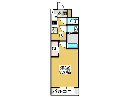 ファラン三田I(1K/3階)の間取り写真