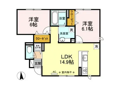 ノーヴァ(2LDK/1階)の間取り写真