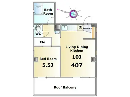 青木マンション2号館(1LDK/4階)の間取り写真