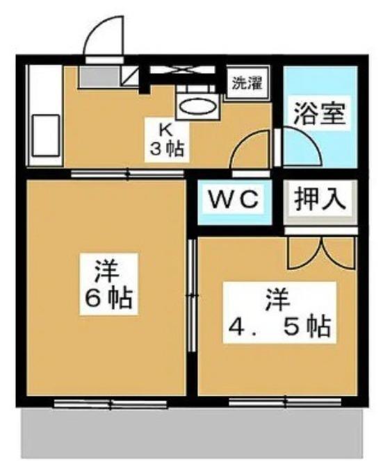 エスポアール(2K/1階)の間取り写真