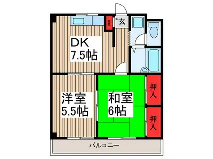 エステートピアカモシタ(2DK/1階)の間取り写真